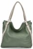 Duża Torebka Damska Shopper Bag firmy Hernan Jasno Zielona/Beżowa